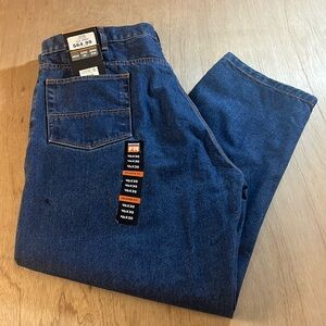 BERNE FR HRC2 Denim Jeans Men’s Size 44X30 Dark Wash Zip Fly Workwear NWT Stains